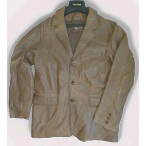 Vtg Wilson Leather Co Blazer Soft Brown Genuine Leather‎ Mens Size Lg 80's/90's
